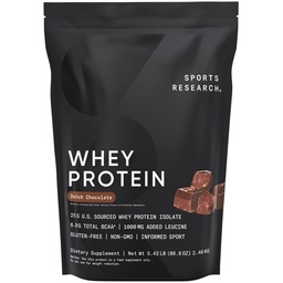 Sports Research® Whey Protein Isolate Powder Dutch Chocolate, 5.42lb Bag