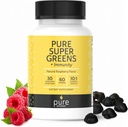 Super Greens Multivitamin Gummies for Adults and Kids Immune Support Gummies - 30 Superfoods טבעוני תוספת - Natural Raspberry Flavor (60 Count)