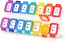 Fullicon Moisture Proof Pill מארגנת 2 פעמים ביום, גדול גלולות Box 7 יום, Spill Proof Pill Case, Travel Pill Container, Medicine PillPSKer with Secure Lids, Daily Pill Organer (Rainbow Clear)