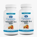 ויטמין D3 Gummies, 2-Pack, 60 Count כל, 2000o לכל משרת, תומך מערכת החיסון ובריאות העצם; עבור ילדים ומבוגרים; Peach, מנגו, Strawberry Flavors