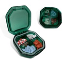 חברת Travel Pill Organer - Durable, Watertight Pill Case Travel Size עם 4 השוואתיות - קומפקטית גלולת נסיעות עבור ויטמינים, תוספים, תרופות - Travel Pill Container for Purse (Green)