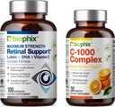 Biophix Retinal Support מקסימום כוח מורכב פורמולה 100 קפסולות - חינם C-1000 30 טבליות - Znc ויטמין C E Lutein DHA אומגה 3 Astaxanthin Hyaluronic Acid - תמיכה ב- Eye Vision Health