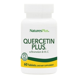 NaturesPlus Quercetin Plus עם ויטמין C & Bromelain - 650 מ"ג, 60 טבליות Vegetarian - Gluten-Free - 30 משרתים
