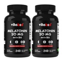 Melatonin 20 מ"ג - 240 טבליות מלוטשות מהירות - סמים חינם - טבעי ברי פלאמור - Vegetarian, non-GMO, Gluten Free240 Count (Pack of 2)
