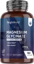 משקל עולמי Magnesium Glycinate קפסולות 200 מ"ג - 180 קפסולות (3 חודשים) עם ויטמין B6 - תוספי מגנזיום Glycinate - צד שלישי נבדק, טבעוני, non-GMO, ו- Allergen-Free free Magnesium Glycinate תוספי