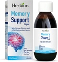 HERBION Naturals Memory Support Liquid - מסייע לשפר את תפקוד המוח ואת המוחות, לשמור על רמות בריאות של Mood עם גינקו בילובה, מבוגרים וילדים מעל 12 שנים, 5 oz, 150 מ"ל