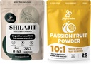 אבקת ג'ונגל Premium Duo: 5oz Raw Shilajit & 3.5oz תשוקה אבקה פירות - תמיכה באנרגיה של גברים, Immune Boost, עם Freeze Dried תשוקה אבקת פירות עבור Baking, Smoothies, Additive-Free Extraction