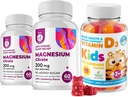 ויטמין D Gummies לילדים & Adults 2000 IU ו Magnesium Gummies - ויטמין D3 בריא תוספי 1000IU - תמיכה ללא תשלום צמחונית עם מגנזיום חינם סוכר