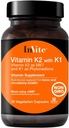 הזמנת ויטמין K2 עם K1 - תמיכה העצם ו- Circulatory Health - ויטמין K2 כמו MK7 ו- K1 ו- Phytonadione - 30 קפסולות צמחוניות