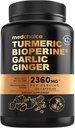 4in-1 Turmeric ו Garlic תוספת עם bioPerine - 2360 מ"ג Turmeric ג'ינג 'ר Root קפסולות שורש עם Garlic - High Potency Herbal Bell (120 ct)