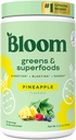 Bloom Nutrition Superfood Greens אבקת, Enzymes עם Probiotics ו Prebiotics, Gut Health, Bloating Relief for Women, Chlorella, Green Juice Mix with Beet Root אבקה, 25 SVG, Pineapple