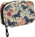 Fustylead Retro Colorful Running Horse Silhouette Pill מארגנת עבור פורזה, שבועית Portable Pill Box עם Zipper לאחסון ויטמינים שמן דגים תוספי תרופות