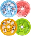 InVODA שבועי גלולות מארגנת 7 השוואתית רוטטת גלולת גלולות עבור תרופות יומיות ווויטמינים - Portable Travel Pill Case Fish שמן תוספי ויטמינים מארגנת (4PCS)
