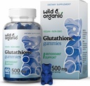 Wild & אורגני L Glutathione Gummies - מופחת Glutathione 500 מ"ג עבור תמיכה אנטי-חמצן - Liverנקיה Detox תוסף - 60 טבעוני, non-GMO, צ'יפס מבוסס Pectin