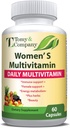 Tomy & Company Gluten-Free Vegetarian Women's Multivitamin עם Zinc, B6, B12, Biotin ועוד - שיער, עור וציפורים, בריאות העצם, תמיכה בשומן, תוספי ויטמינים יומית לנשים