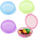 4 Pcs Mini Pill מארגנת Small Pill Box Sweet Pill Case for Pocket Purse Travel Containers Earpello Case Medicine Dispenser ויטמין Holder (Blue+Pink+Purple+Green)
