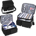 Double Layers Medicine Bag עם Insulated השוואתי גלולות בקבוק מארגן עם Zipper, נסיעות תרופות מארגנת עם עדשות Soft Shoulder עבור בקבוקי גלולות, מטענים רפואיים