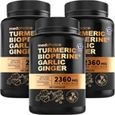 4in-1 Turmeric ו Garlic תוספת עם bioPerine - 2360 מ"ג Turmeric ג'ינג 'ר Root כמוסות שורש עם Garlic - High Potency Herbal בלנדר (120 ct, Pack of 3)
