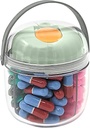 Mini Pill Dispenser ארגן הבקבוק, Daily Travel Medicine Box with Secure Closure (שר ירוק)