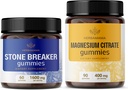 HerBAMAMA Stone Breaker and Magnesium Kit - Bundle של 1600 מ"ג צ'נקה Piedra ו 400 מ"ג Magnesium Citrate Gummies - טבעוני, non-GMO, Gelatin-Free - 2 Pack