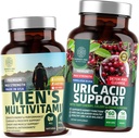 מספר אחת של תזונה N1N Premium Uric Acid תמיכה ו- Multivitamins של גברים, כל תוספי מזון טבעיים לתמוך רמות אנרגיה, Prostate Health and Urinary Tract פונקציות, 2 Pack Bundle