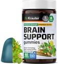 BIO KRAUTER Brain Support Gummies - 60 צ'אדות טבעוניות - תוספי מוח טבעי - Ashwagandha, גינקו בילובה, Bacopa, DMAE ווויטמינים לתמיכה קוגניטיבית