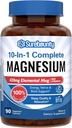 Magnesium Complex, 10in-1 פורמולה, 420mg Elemental Mag Per משרת, Magnesium Glycinate, Malate, Citrate, High Absorption, Bone & hipation, 90 Capsium Glycinate, Malate, Citrate, Citrate, High Absorption, High Absorption.