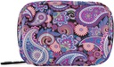 Naanle מסורתי Paisley Flowers Pill Box 7 Day Case Travel Organer Bag with Zipper Floral Portable Size קומפקטי עבור תוסף ויטמין הולדר, 4.6 x 3.14 x 1.88 Inch, Purple