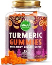 מגנזיוםu Superfoods Turmeric Curcumin חניכיים 60ct, Zingy ג'ינג'ר טעם, Black Pepper Extract for Enhanced Absorption and Potency, חניכיים טורמריות למבוגרים ולילדים