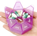 מארגנת גלולות, Pill Box, Small Pill Case, Medicine Pill Productionser 1 Time a Day, Weekly Pill Organer, Pill Container, Pill Holder, Daily PillPSKer Travel Pill Productionser 7 Day (Purple)