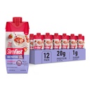 SlimFast חלבון שקד, חלבון סטרוברי- 20g, Mealחליף שקד מוכן לשתות, חלבונים גבוהים עם פחמימות נמוכות וסוכר נמוך, 24 ויטמינים ומינרלים, 12 הרוזן (Pack of 1) (Packing May Vary)