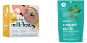 UpSpring Stomach Settle Drops, Mint Flavour, 28 Ct+Milkflow חזה הנקה תוספת משקה עם Moringa & mor Thistle, No Fenugreek | Elderberry Lemonade Flavor | 16 משקאות Mixes Mixes