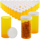 50-Pack Pill Bottles ריקים עם Caps - 13 Pill Dram פלסטיק בקבוקי בקבוקי - פלסטיק Vials - מכיל תרופות מרשם, ויטמינים ותוספים - כתום