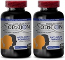 Catalase Anti Gray - פתרון שיער אפור לגברים ונשים - אנטי אפור שיער תוספי ויטמינים - צבע שיער טבעי אורגני כיסוי שיער אפור - מוצרי שיער לנשים - 2 בקבוקי 120 קפסולות