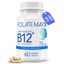 L-Methylfolate + B12 Methyleobalamin Band 7.5 מ"ג - 60 קפסולות - Active Folic Acid & Methylated B12-5-HF & B12 לגברים ונשים - Non GMO, Gluten Free, No Fillers