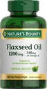 Nature's Bounty Flaxseed ו אומגה 3, תוסף תזונתי, תומך בריאות קרדיווסקולרית, 1200 מ"ג, Softgels, 125