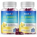 St John's Wort Gummies 600 מ"ג, 3 ב 1 אורגני תוספי צמחי עבור הקלה מתח, מערכת העצבים תמיכה, עם Ashwagandha & Holy בזיל עבור מבוגרים וילדים, Non-GMO, טבעוני, 120 ct.