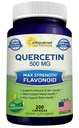 תוספי תזונה מזוהים Quercetin 500 מ"ג - 200 קפסולות - Quercetin Dihydrate כדי לתמוך Cardiovascular Health - Max Power אבקת גלולות מורכבות כדי לעזור לשפר את תגובת החיסון