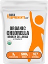 BulkSupplements.com אורגני אבקת Chlorella - Broken Cell Wall, Green Superfoodאבק, Chlorella תוספת - Gluten Free, 3g לשרת, 500g (1.1 lbs) (Pack of 1)