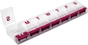 EZY DOSE Weekly (7-Day) AM/PM Daily Push Button Pill מארגנת, ויטמין Case, ו- Medicine Container, X-Large השוואתיות, Arthritis Friendly, Convenient and Easy to Use, Clear/Red, BPA Free, BPA Free, BPA Free