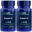 Life Extension Super K, ויטמין K1, ויטמין K2 mk-7, ויטמין K2 mk-4, ויטמין C, Bone/Heart/Hearterial Health, 3 Monteh Supply, 1 Daily, Non-GMO, 90 Softgels (Pack of 2)