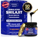 התוסף של Hilajit Organic Resin, Shilajit for Men & Women with Black Seed Oil & Ashwagandha, Energy, Immunity, 78% Fulvic Acid, 87+ Trace מינרלים, 400 מ"ג