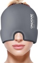 רק CARE Migraine הקלה Cap, Soothing Migraine Mask, Upgraded Odorless Gel Ice Head Wrap, Hot and Cold Therapy, FSA או HSA Eligible Headache Pack for Tension and Stress (Grey)