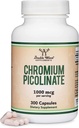 Chromium Picolinate 1000mcg for Healthy Weight Management (High Absorption and Bioavailability) (300 קפסולות בטוחות טבעוניות, non-GMO, Gluten Free) על ידי תוספי עץ כפול