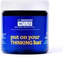Swanson WIO Put on Your Thinking Hat Brain Health, Concentration, Better Focus, גינקו בילובה + Neurofactor קפה פירות, טבעוני, Non-GMO, בריאות, 30 קפסולות Veggie (30 יום אספקה)