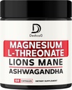 Magnesium L-Threonate תוספת עם Lions Mane & Ashwagandha Root - 1000Mg Per המשרתת עבור 60 Count Supply , Advanced Formula Support