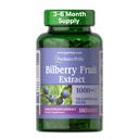 הפירות של Puritan's Pride Premium Bilberry להפיק 250 מ"ג (1000mg Equivalent), 4:1 ריכוז תוספי צמחי, ויטמין C, 3 עד 6 חודשים אספקה, 180  Softgels (Packaging May Vary)