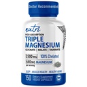 מזון משולש מגנזיום מורכב 440 מ"ג - Magnesium Glycinate, Malate, & Turinate - 100% צ'אט עבור Absorption מקסימלית - 120 קפסולות טבעוניות - משולש מגנזיום מורכב - Magnesio משולש מורכב מורכב