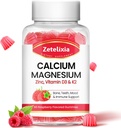 Calcium Magnesium Zinc Gummies עם ויטמין D3 & K2, Calcium חניכיים עבור שרירי B0nes, נשים וגברים, Raspberry Flavor - 60 Count