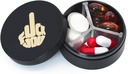 Small Pill Case 3 השוואתיות, Metal Round Portable Pill Box, Waterware Travel Pill Organer, Pocket Purse Medicine Holder EDC Container (Black With Finger)